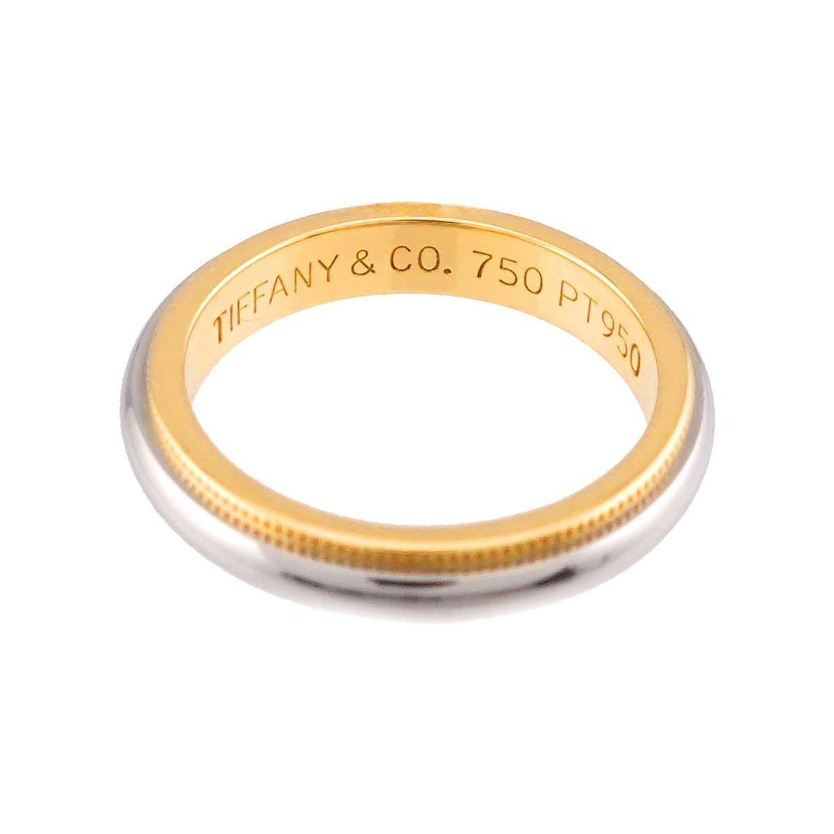 Tiffany & Co Milgrain Band Ring Platinum Pt 18k YG 750 — view 3