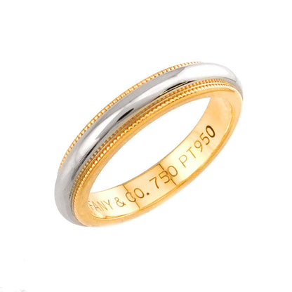 Tiffany & Co Milgrain Band Ring Platinum Pt 18k YG 750 — view 4