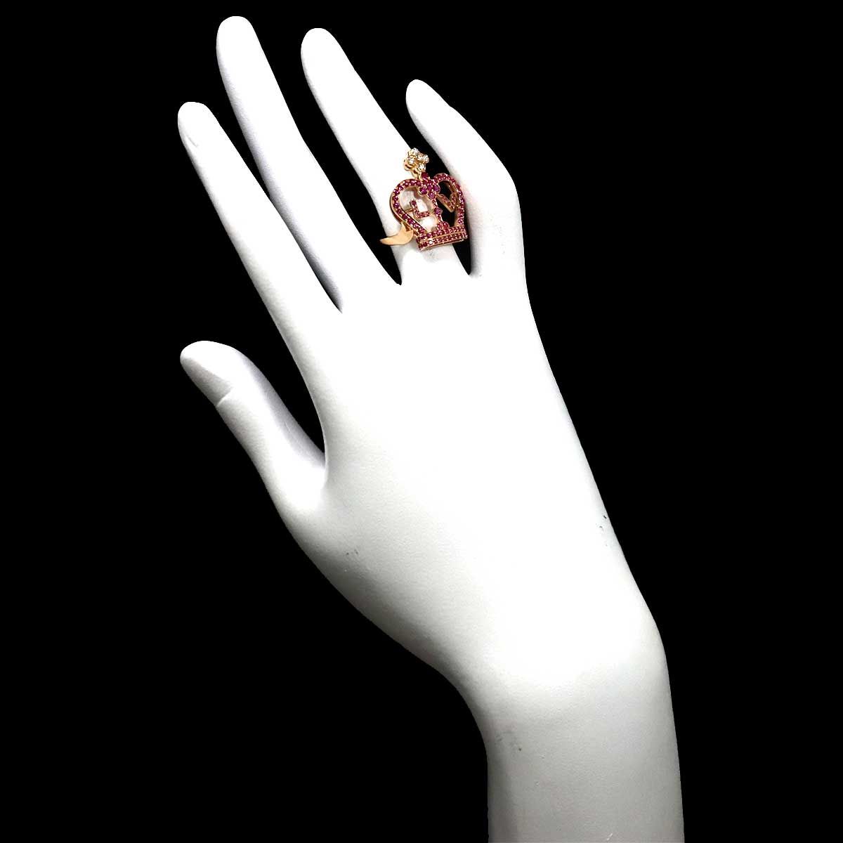 Louis Vuitton Bague Crown 50 Ring Saffiano Diamond 18k PG Pink Gold — view 8