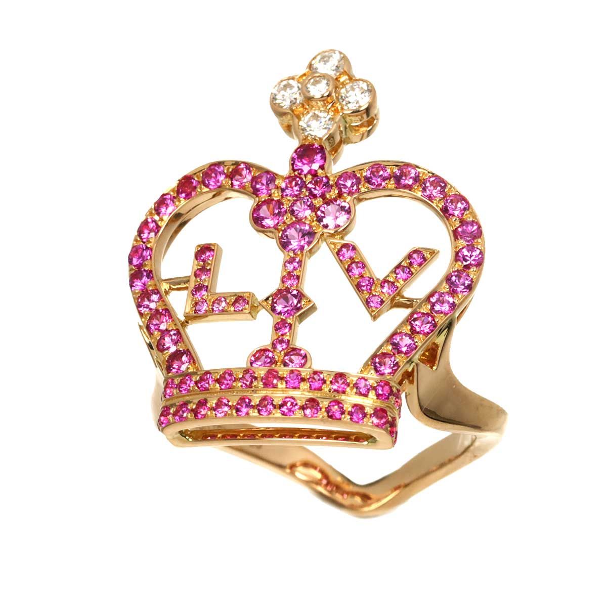 Louis Vuitton Bague Crown 50 Ring Saffiano Diamond 18k PG Pink Gold — view 5
