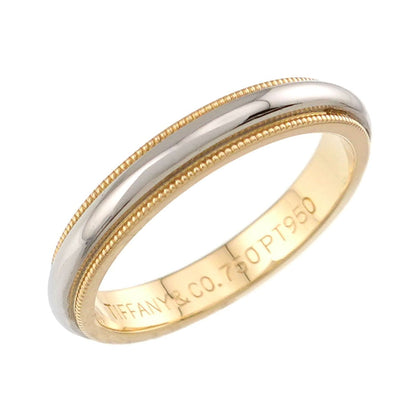 Tiffany & Co Milgrain Band Ring Platinum Pt 18k YG 750 — view 4