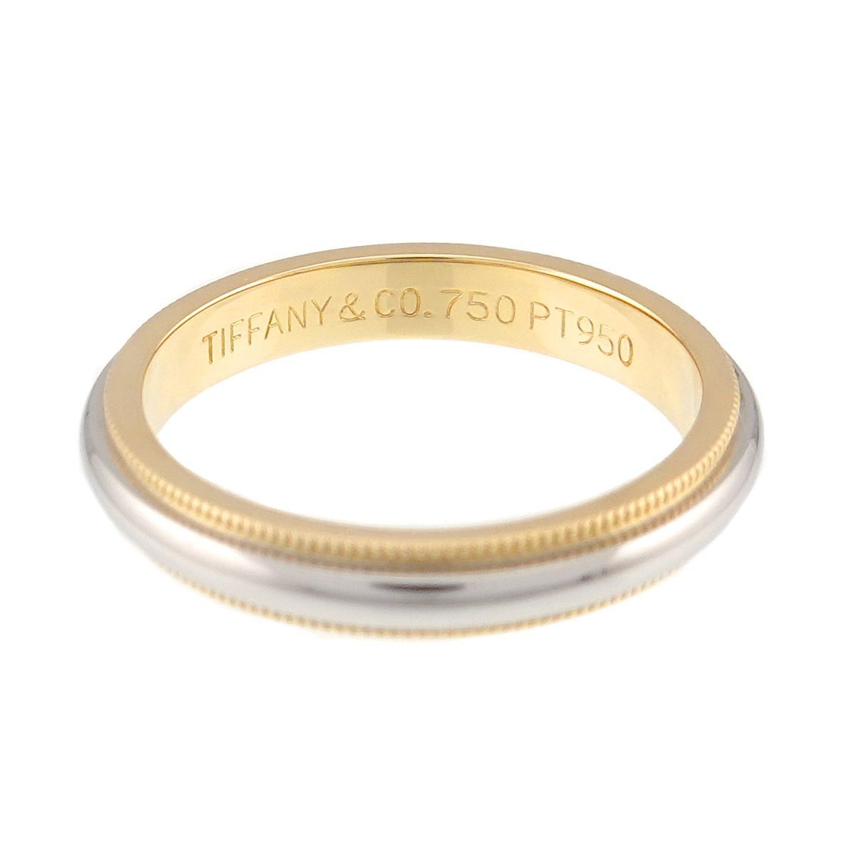Tiffany & Co Milgrain Band Ring Platinum Pt 18k YG 750 — view 3