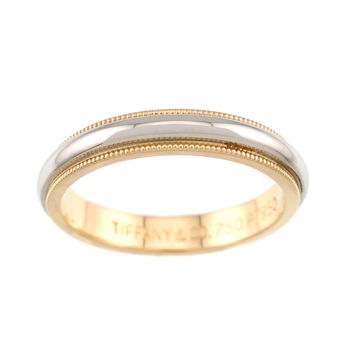Tiffany & Co Milgrain Band Ring Platinum Pt 18k YG 750 — view 2