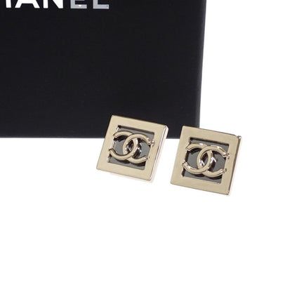 Chanel CC Square CC Logo Earrings Metal Gold Black