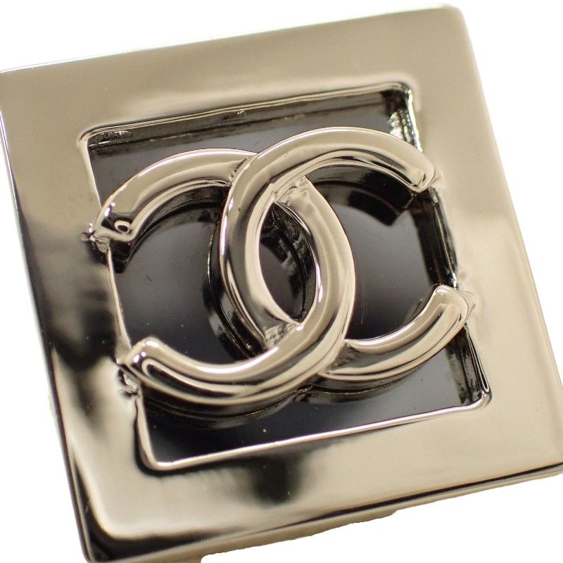 Chanel CC Square CC Logo Earrings Metal Gold Black — view 7