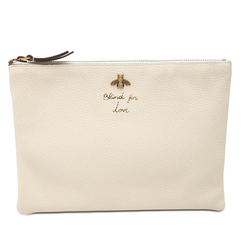 Gucci Animalier Bi Clutch Ivory Leather