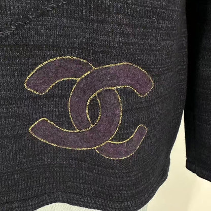 Chanel Sweater Gold Button CC Logo Wool 46 — view 4