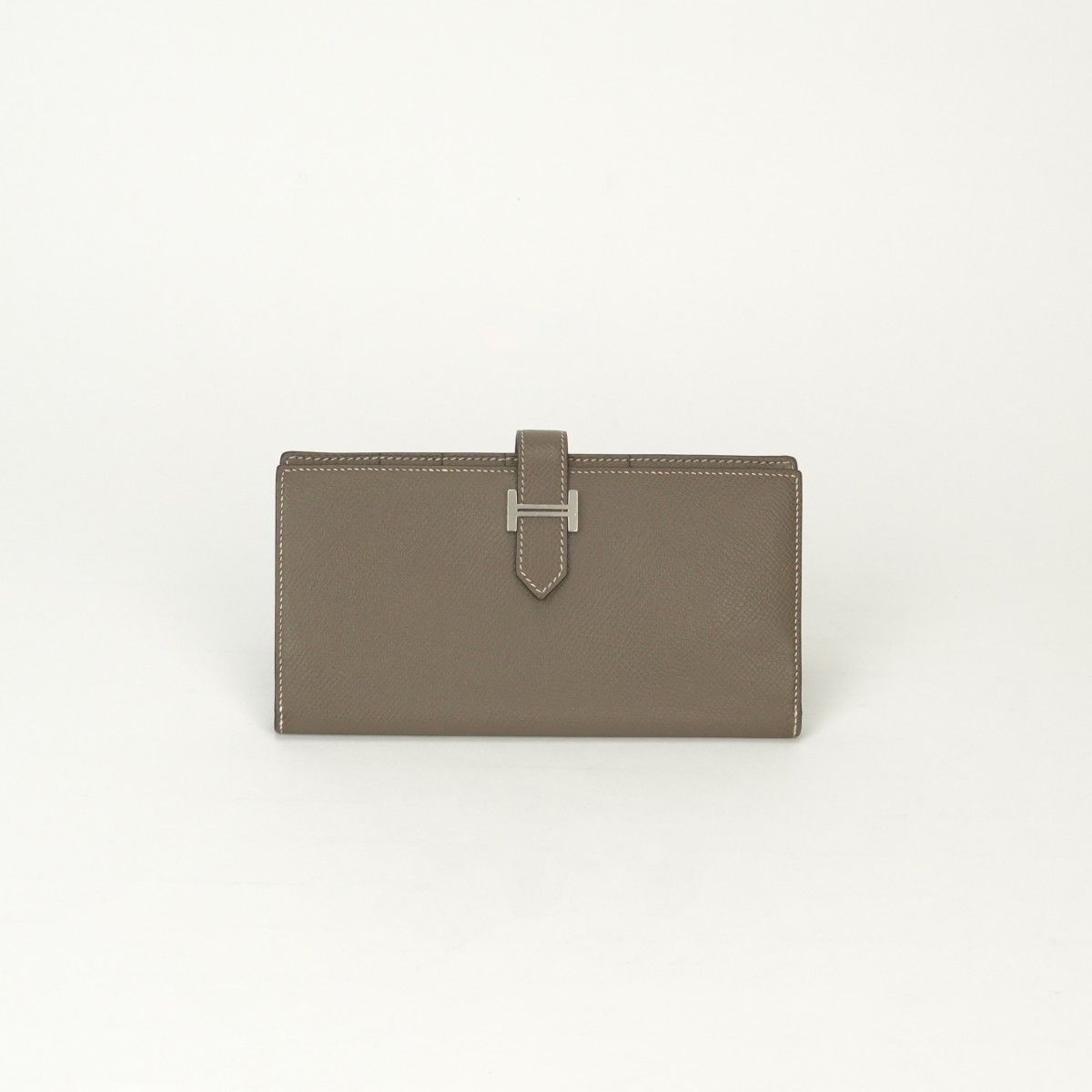 Hermes Bearn Souffle Wallet Epsom Etoupe Gray Silver Veau