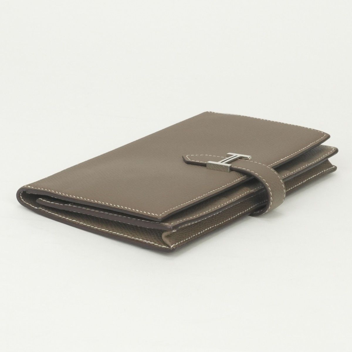 Hermes Bearn Souffle Wallet Epsom Etoupe Gray Silver Veau — view 3