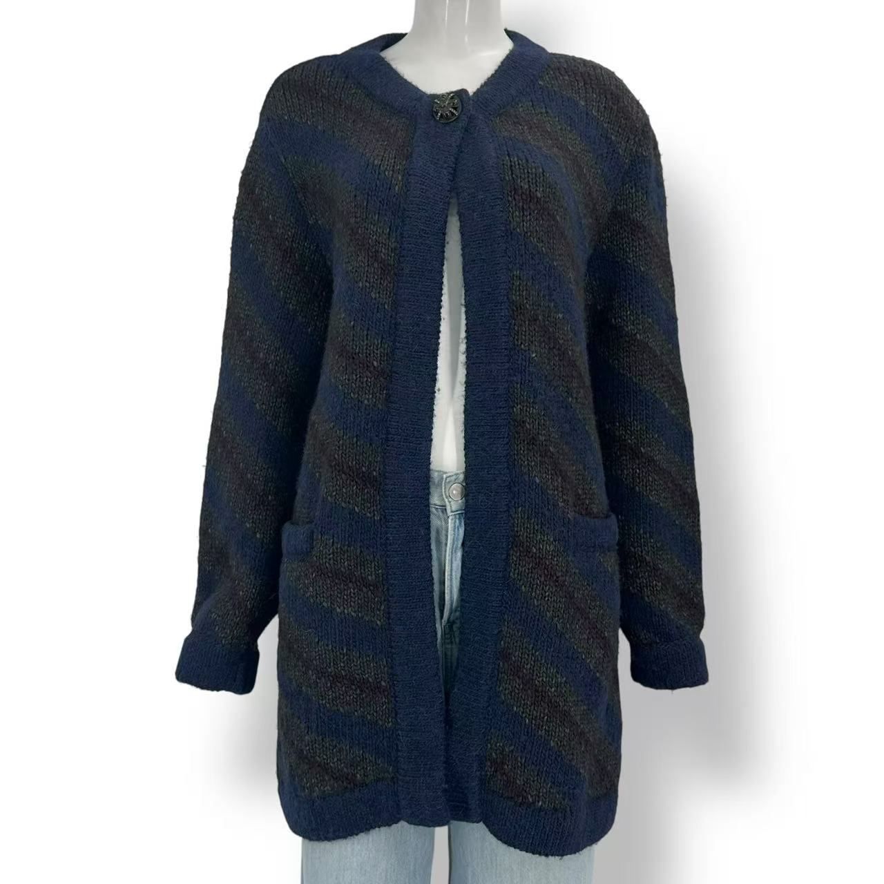 Chanel Coat Long Sleeve Gripoix Wool 38