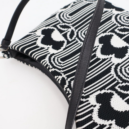 Prada Cles Jacquard Leather Shoulder Bag Black White — view 7