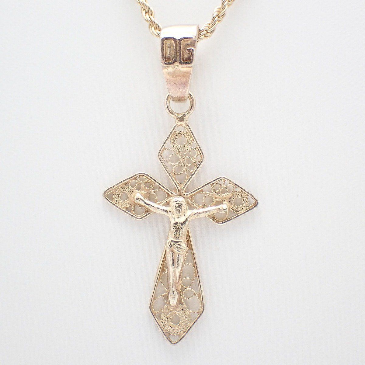 Dolce & Gabbana Cross Necklace 925 Sterling Silver Gold Pawn — view 7
