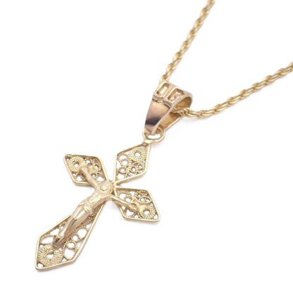 Dolce & Gabbana Cross Necklace 925 Sterling Silver Gold Pawn