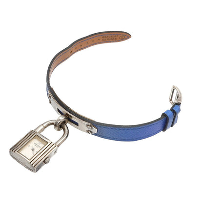 Hermes Kelly Watch Vintage Silver Blue Leather Quartz Cadena — view 4