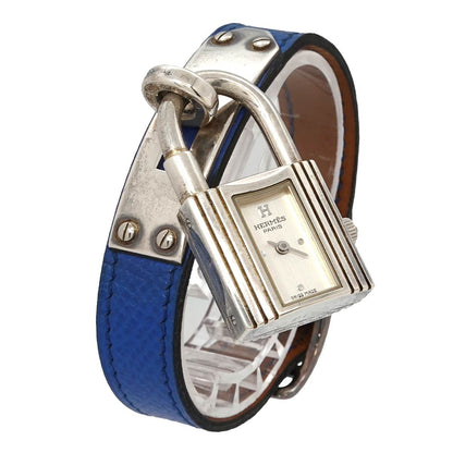 Hermes Kelly Watch Vintage Silver Blue Leather Quartz Cadena — view 2