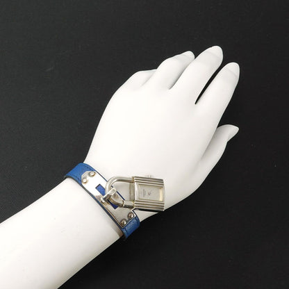 Hermes Kelly Watch Vintage Silver Blue Leather Quartz Cadena — view 3