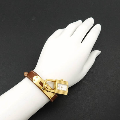 Hermes Kelly Watch Vintage White Brown Quartz Cadena — view 3
