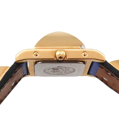 Hermes Medor Vintage Watch Pyramid Gold Studs White Leather Quartz — view 6
