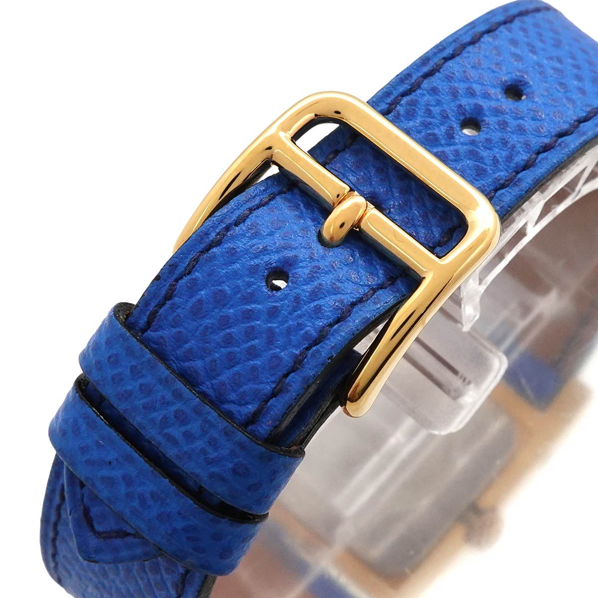 Hermes Medor Vintage Watch Pyramid Gold Studs White Leather Quartz — view 8