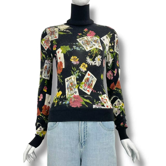 Dior Top Long Sleeve Knit Top Wool Cashmere Multicolor 36 Sweater