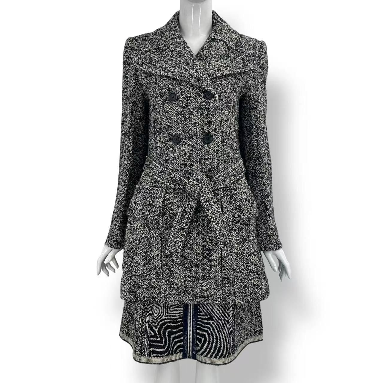 Louis Vuitton Jacket & Skirt Set Wool Double Face Black All Over Pattern