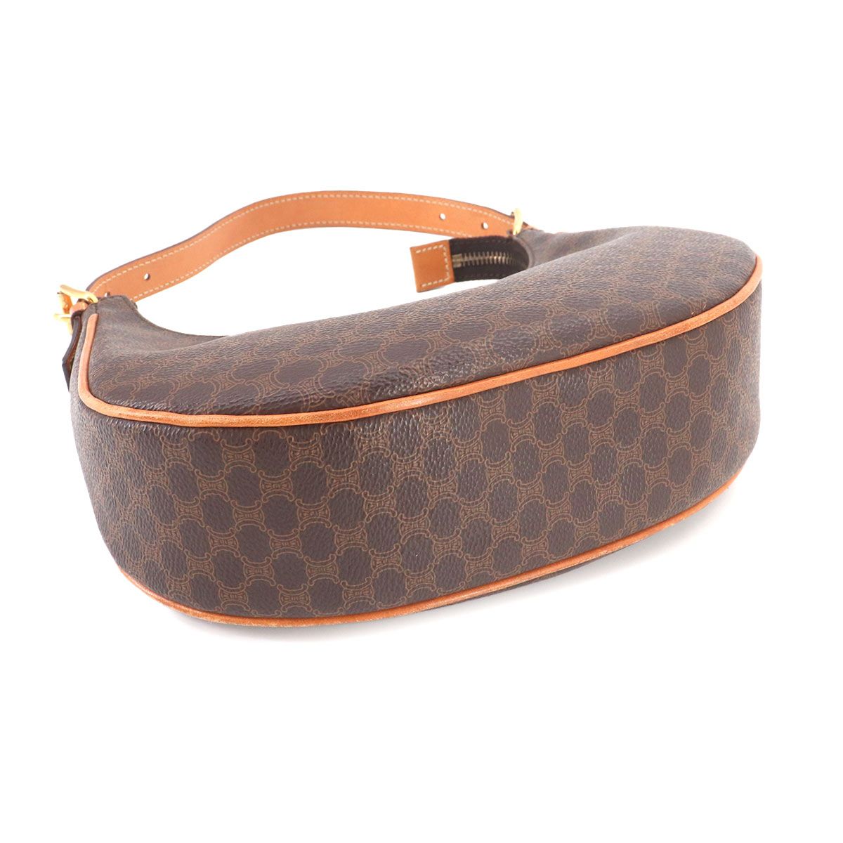 Celine Macadam Hand Bag Leather Brown Gold Vintage — view 4