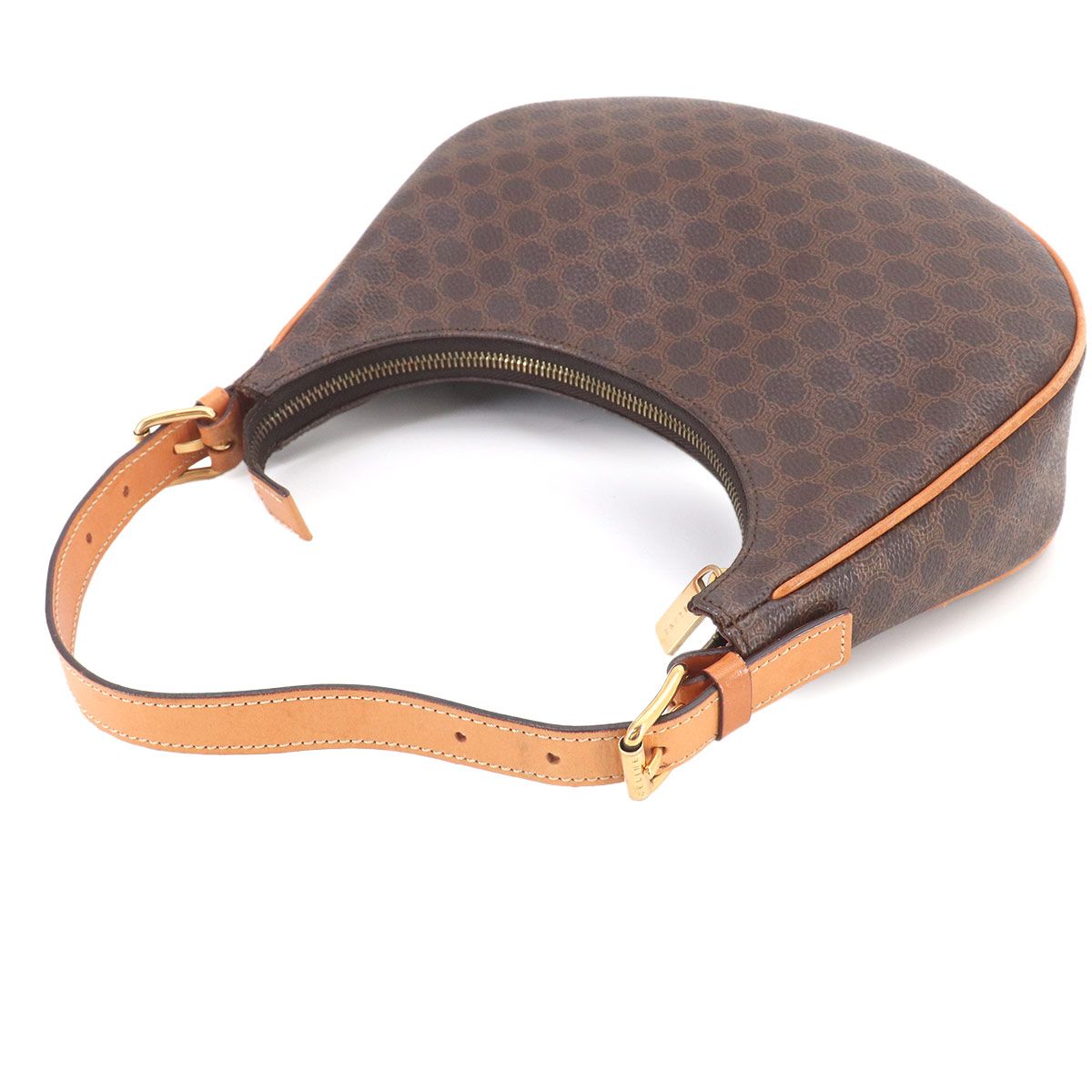 Celine Macadam Hand Bag Leather Brown Gold Vintage — view 5