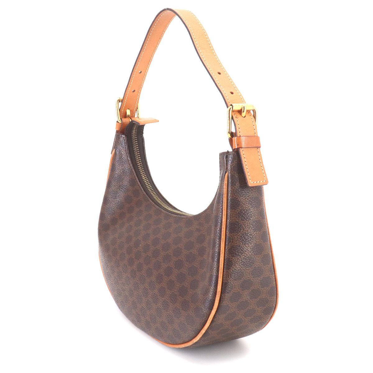 Celine Macadam Hand Bag Leather Brown Gold Vintage — view 3