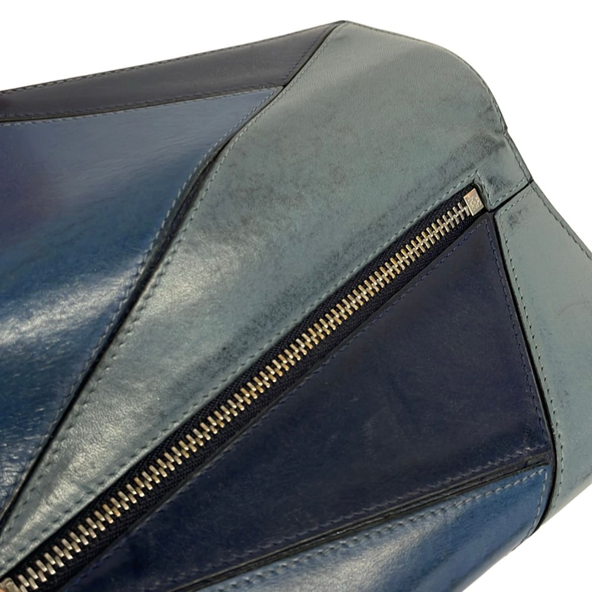 Loewe Wallet Puzzle Navy Blue Gray Dark Leather — view 8