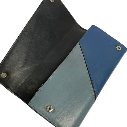 Loewe Wallet Puzzle Navy Blue Gray Dark Leather — view 3