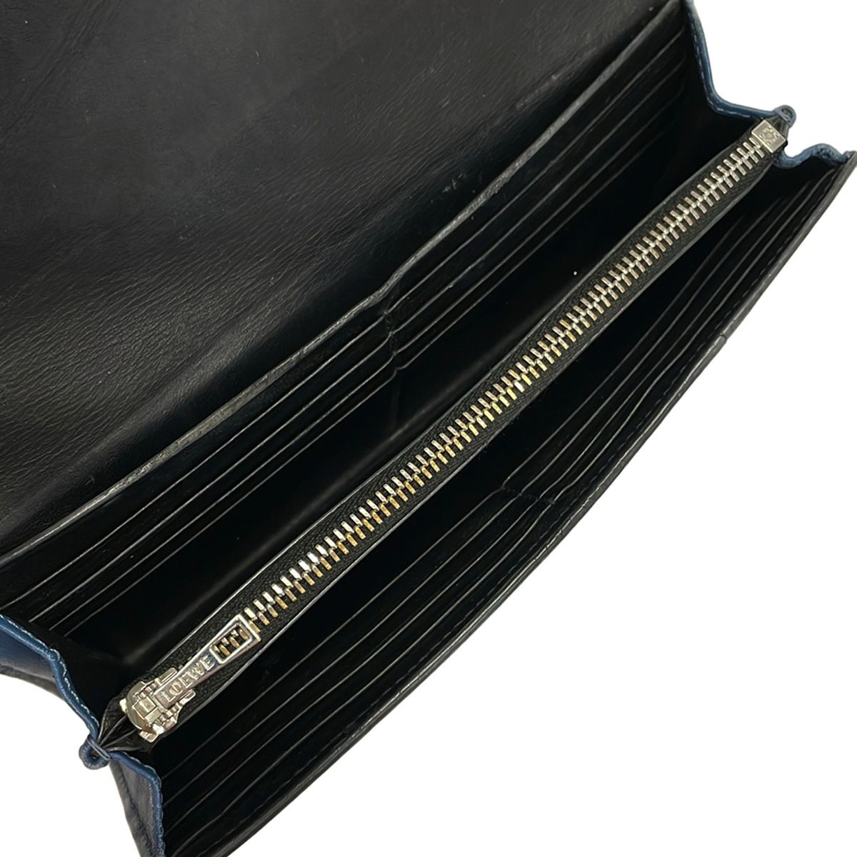 Loewe Wallet Puzzle Navy Blue Gray Dark Leather — view 4