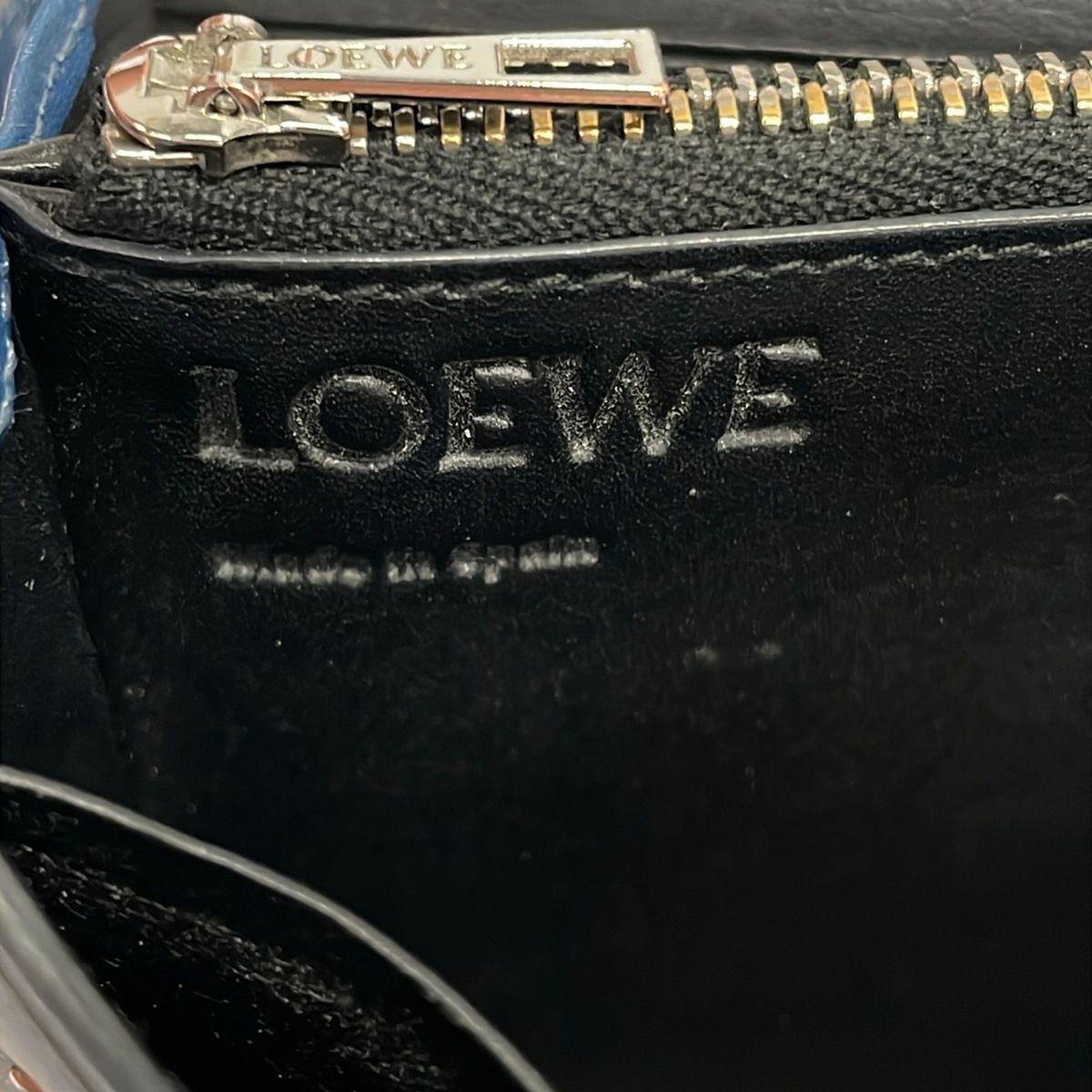 Loewe Wallet Puzzle Navy Blue Gray Dark Leather — view 6