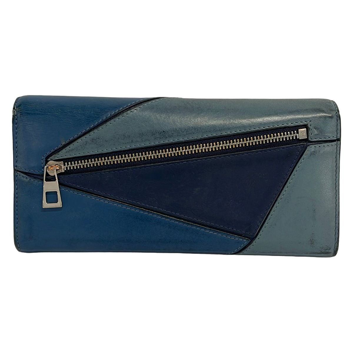 Loewe Wallet Puzzle Navy Blue Gray Dark Leather — view 2