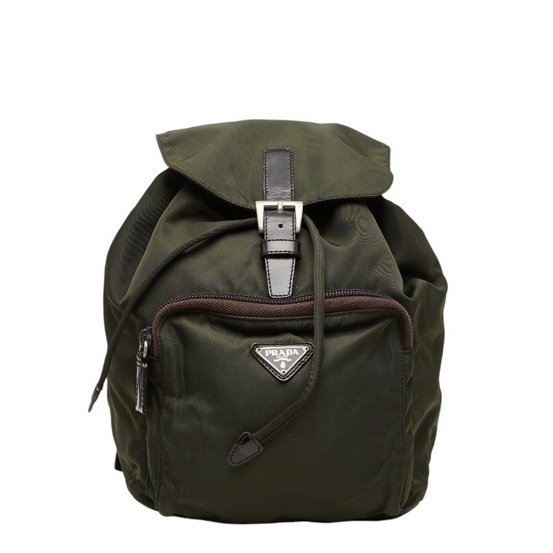Prada Backpack Green Nylon Leather