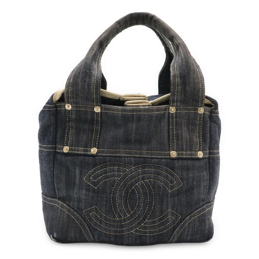 Chanel Spark Ring Denim CC Logo Tote Bag Blue Gold