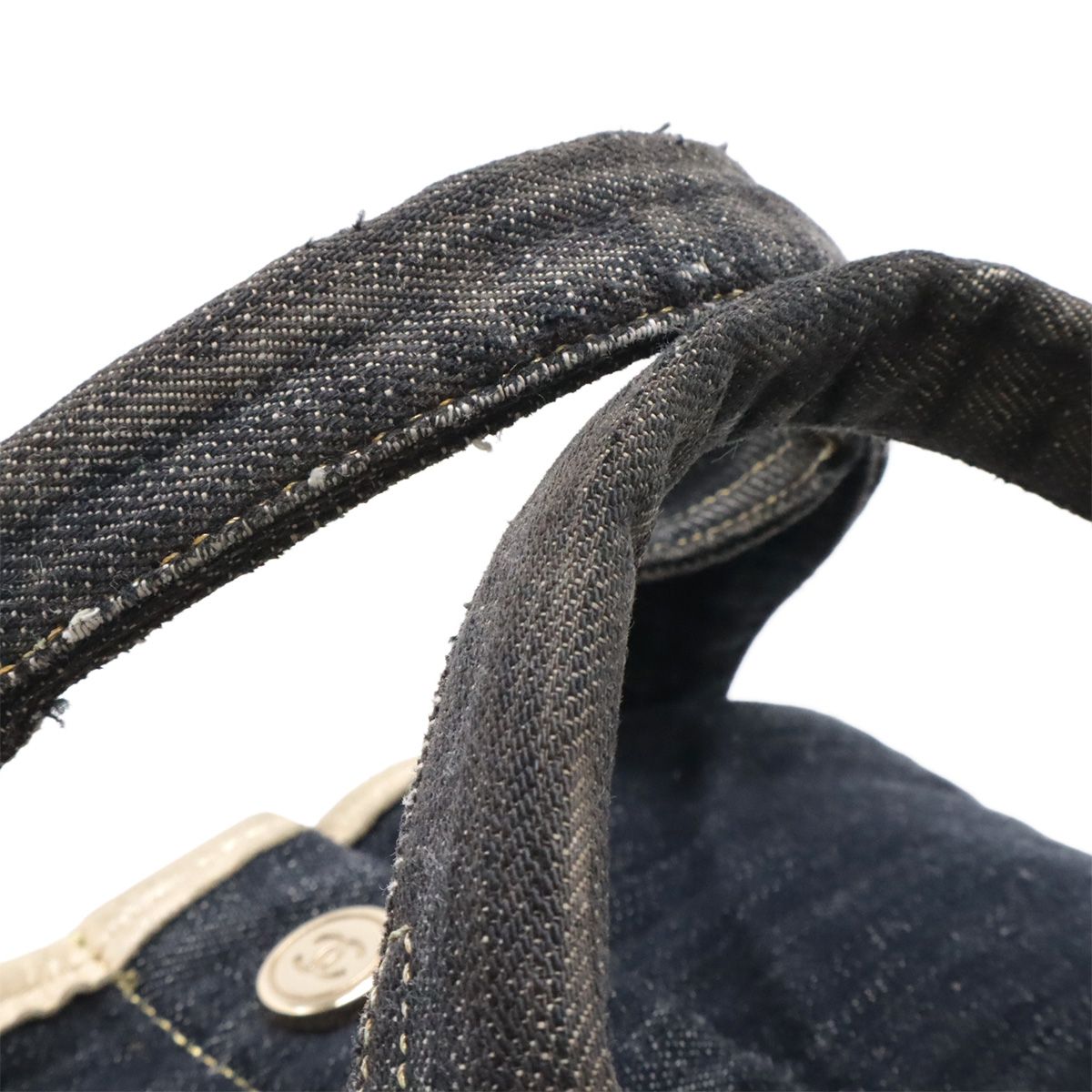 Chanel Spark Ring Denim CC Logo Tote Blue Gold — view 6