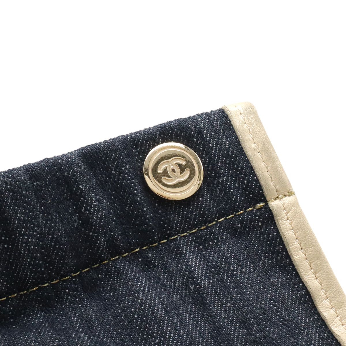 Chanel Spark Ring Denim CC Logo Tote Blue Gold