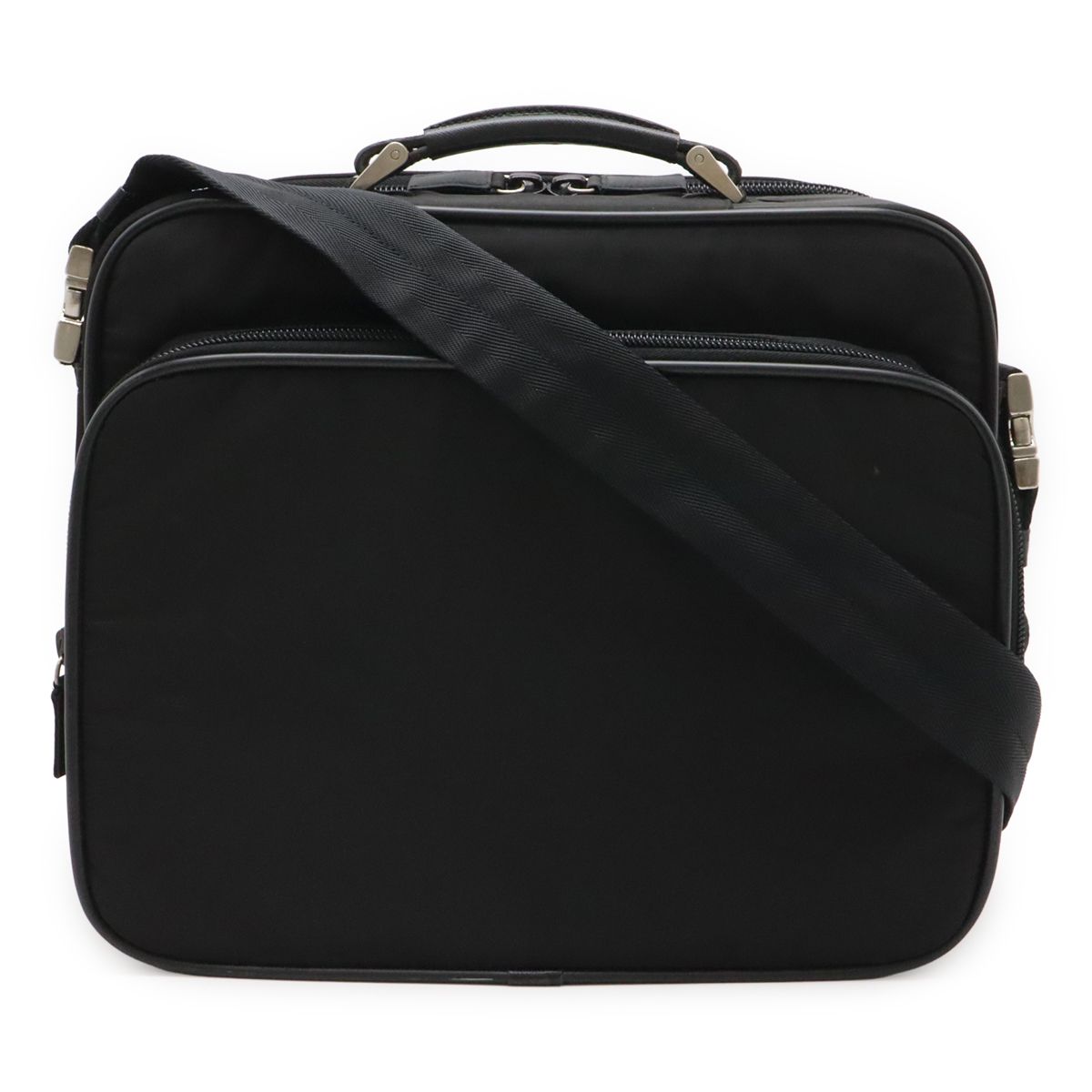 Prada Triangle Logo Business Briefcase Document Purse 2-Way Shoulder Bag Nylon