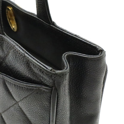 Chanel Quilted CC Logo Tote Caviar Leather Black Gold — view 5