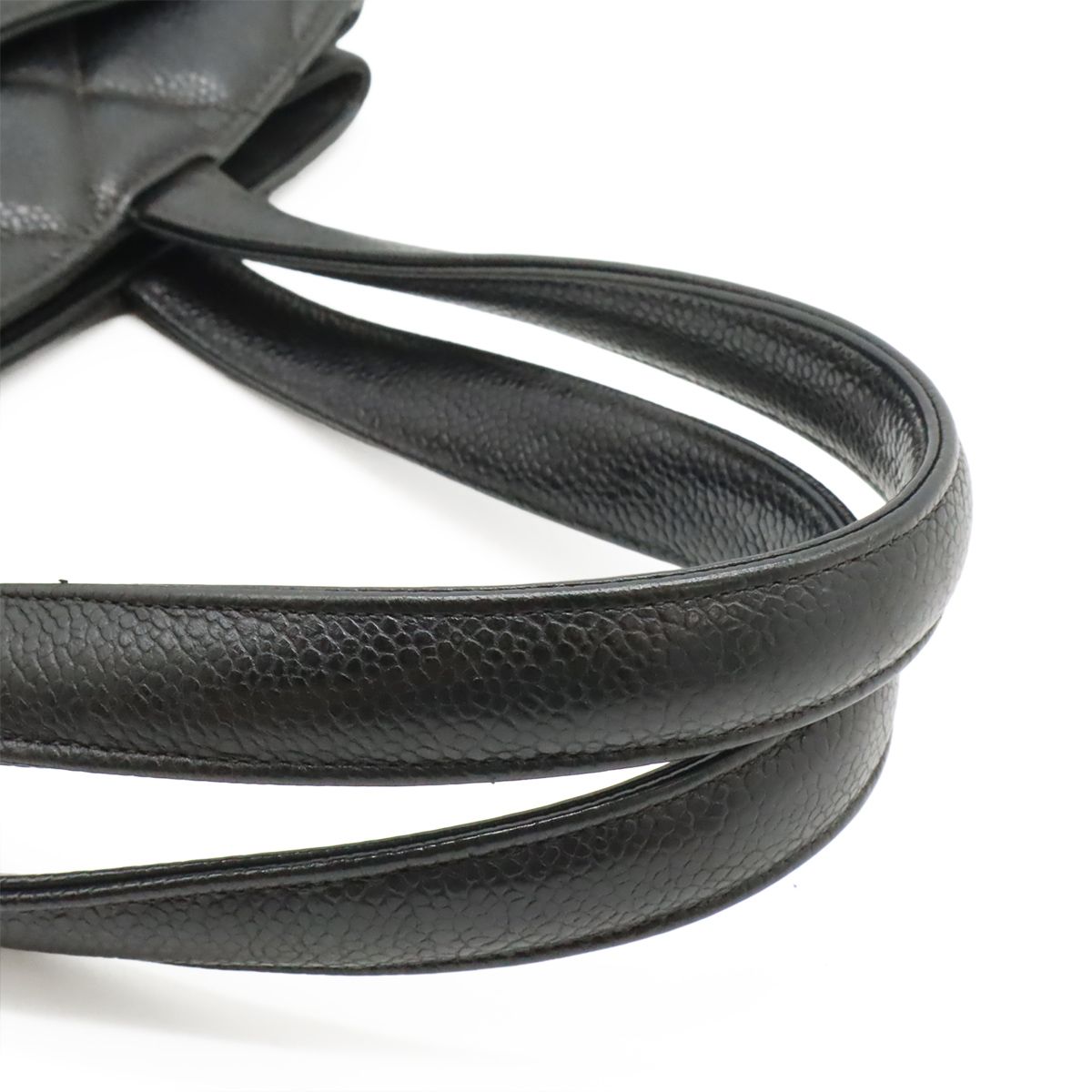 Chanel Quilted CC Logo Tote Caviar Leather Black Gold — view 4