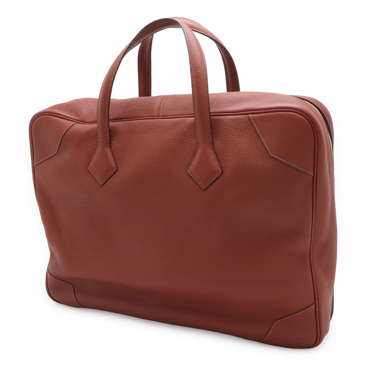 Hermes Victoria 45 Boston Bag Travel Purse Taurillon Clemence Leather Bordeaux — view 2