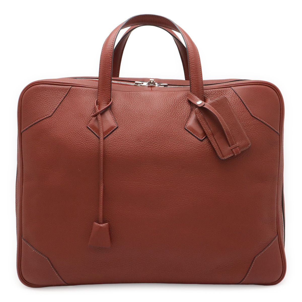 Hermes Victoria 45 Boston Bag Travel Purse Taurillon Clemence Leather Bordeaux