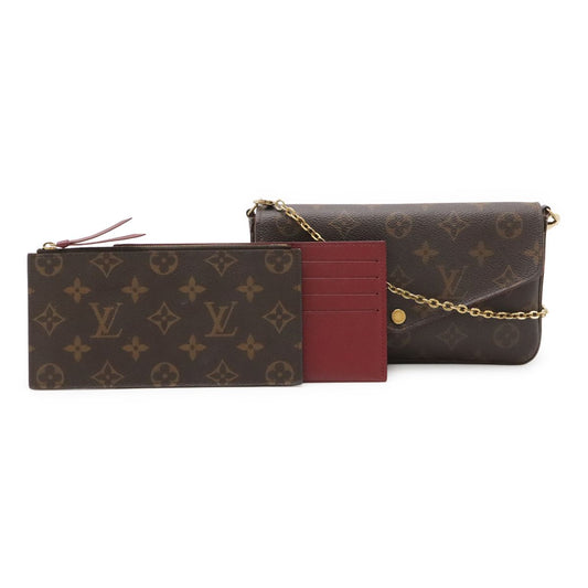 Louis Vuitton Monogram Pochette Felicie Chain Shoulder Bag 2-Way Clutch Fuchsia