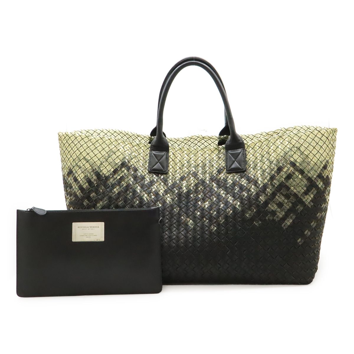 Bottega Veneta Intrecciato Gradient Cover GM Tote Leather Clear Black
