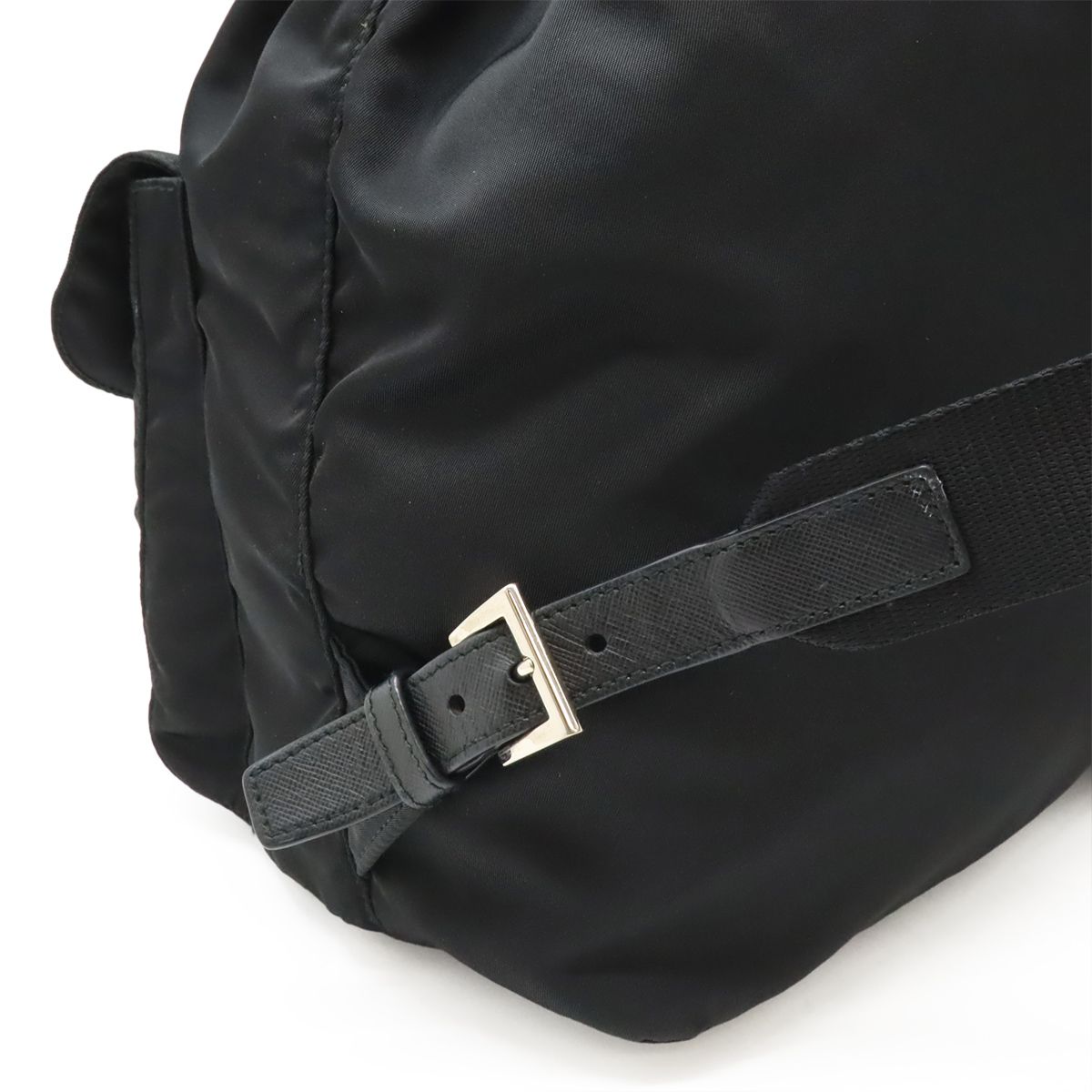 Prada Triangle Logo Backpack Nylon Leather Nero Black Silver — view 5