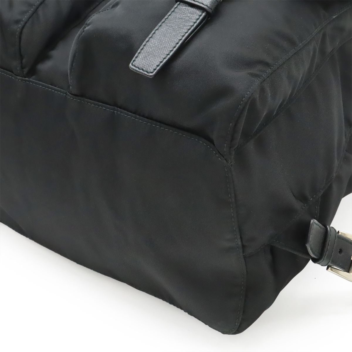 Prada Triangle Logo Backpack Nylon Leather Nero Black Silver — view 3