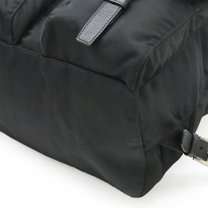 Prada Triangle Logo Backpack Nylon Leather Nero Black Silver — view 3