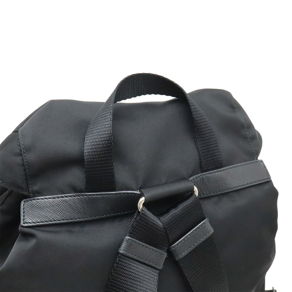Prada Triangle Logo Backpack Nylon Leather Nero Black Silver — view 4