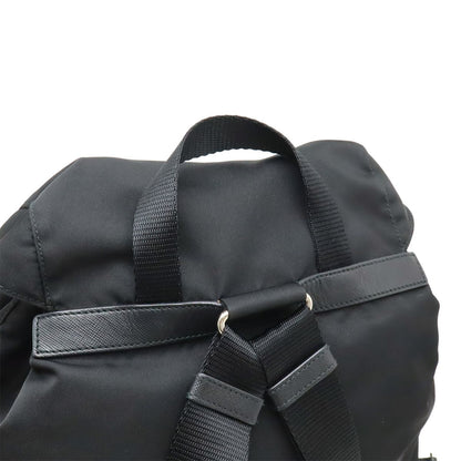 Prada Triangle Logo Backpack Nylon Leather Nero Black Silver — view 4
