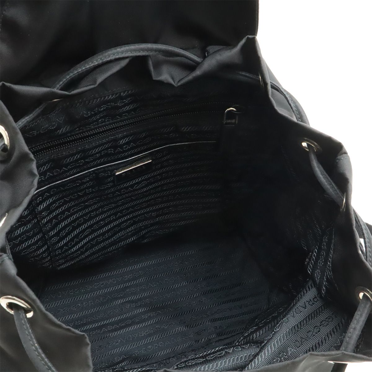Prada Triangle Logo Backpack Nylon Leather Nero Black Silver — view 7